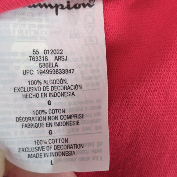 NWT Champion Men's L Logo Rugby Polo Shirt, Red White, Oversized Baggy Retro - Picture 5 of 6